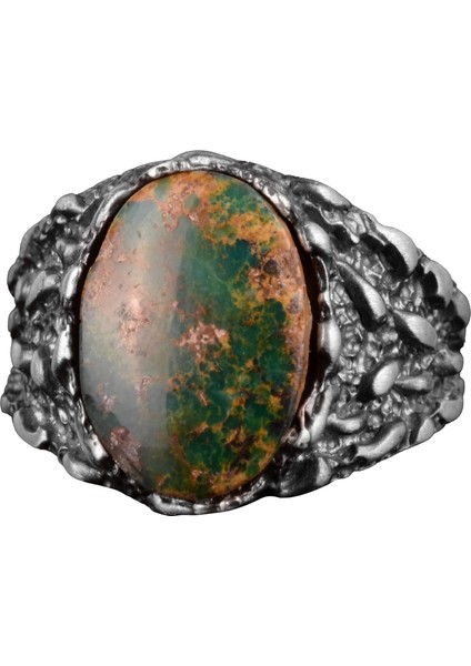 Doğal Arizona Turkuaz Taş Yüzük, Erkekler Için Hediye, 925 Ayar Gümüş Yüzük, Minimalist Yüzük (Stil-14)