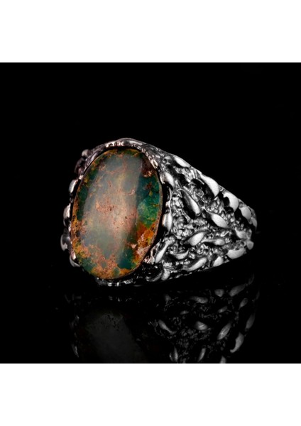 Doğal Arizona Turkuaz Taş Yüzük, Erkekler Için Hediye, 925 Ayar Gümüş Yüzük, Minimalist Yüzük (Stil-14) indirimleri