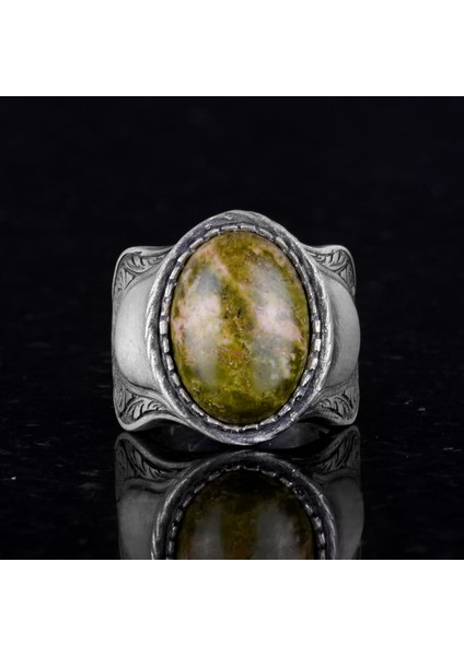 Doğal Taş Yüzük, 925 Ayar Sterling Gümüş Yüzük, Unakite fırsatları