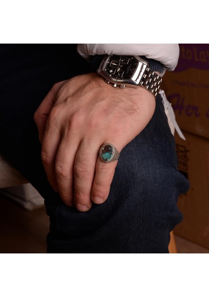 Arizona Turkuaz Taş Yüzük, 925 Ayar Gümüş Erkek Yüzüğü fiyatları