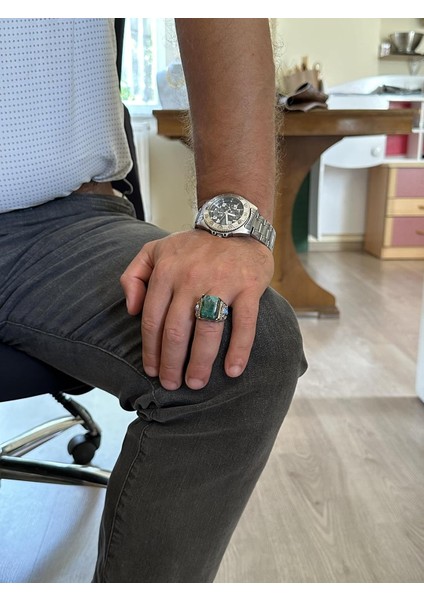 Doğal Taş Yüzük - 925 Ayar Gümüş Yüzük (Krisokolla) modelleri
