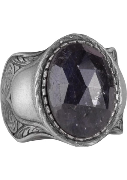 Doğal Taş Yüzük, 925 Ayar Gümüş Yüzük, (Mavi Safir)