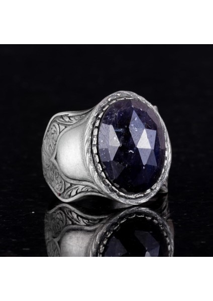 Doğal Taş Yüzük, 925 Ayar Gümüş Yüzük, (Mavi Safir) fırsatları