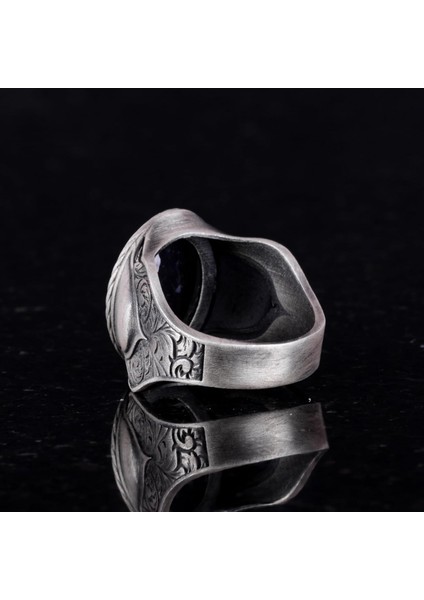 Doğal Taş Yüzük, 925 Ayar Gümüş Yüzük, (Mavi Safir) indirimleri