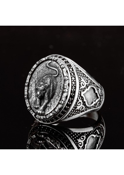 925 Ayar Gümüş Erkek Panter Yüzüğü - Cesur ve Şiddetli Tasarım, Günlük Kullanım ve Özel Günler Için Ideal indirimleri