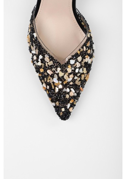 Kadın Opal Siyah Taşlı Şeffaf Stiletto fırsatları