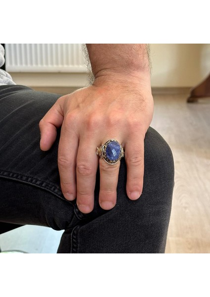 Leo Gümüş Yüzük, Doğal Sodalit Taş Yüzük, 925 Ayar Sterling Gümüş Yüzük modelleri