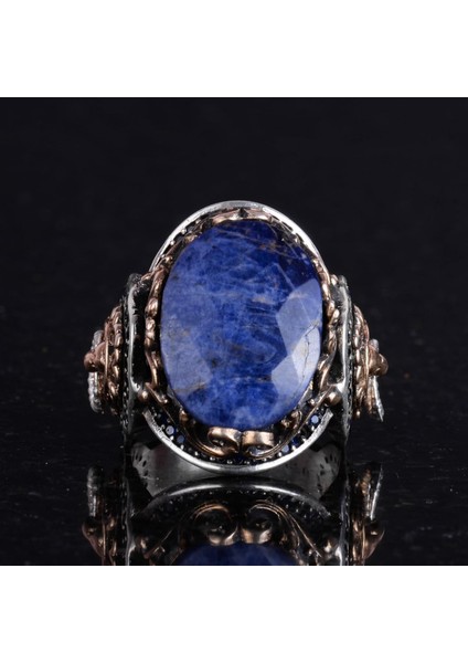 Leo Gümüş Yüzük, Doğal Sodalit Taş Yüzük, 925 Ayar Sterling Gümüş Yüzük fırsatları