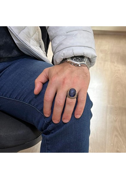 Gümüş Çapa Kaptan Yüzüğü, Yaratılmış Taş Yüzük, 925 Ayar Sterling Gümüş Yaratılmış Taş Yüzükler - Çeşitli Koleksiyon (Yaratılmış Safir) modelleri