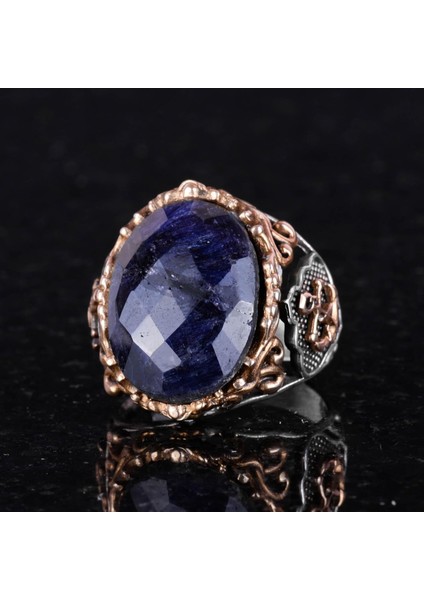 Gümüş Çapa Kaptan Yüzüğü, Yaratılmış Taş Yüzük, 925 Ayar Sterling Gümüş Yaratılmış Taş Yüzükler - Çeşitli Koleksiyon (Yaratılmış Safir) fırsatları
