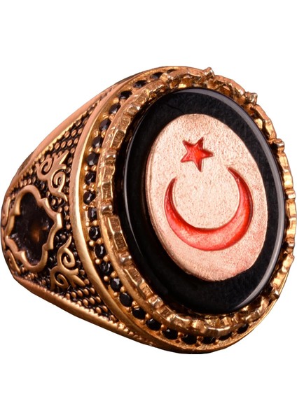 Hilal Yıldız Türk Erkek Yüzüğü, Ay ve Yıldız Gümüş Yüzük, 925 Ayar Gümüş Yüzük