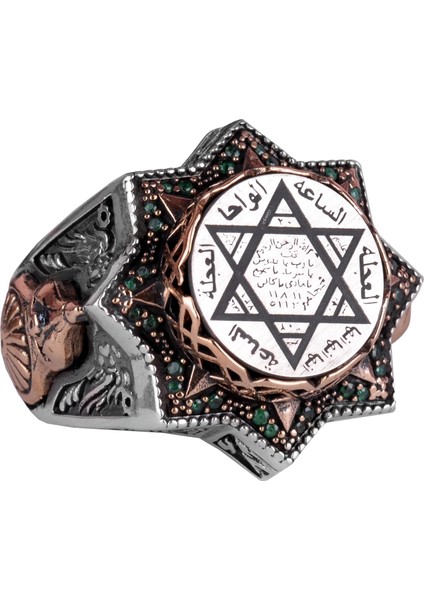 925 Ayar Gümüş Erkek Yüzük, Davud Yıldızı Yüzüğü, Süleyman Yüzüğü