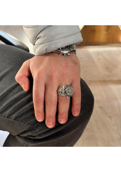 925 Ayar Gümüş Erkek Yüzük, Davud Yıldızı Yüzüğü, Süleyman Yüzüğü modelleri