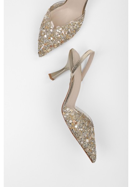 Kadın Opal Altın Taşlı Şeffaf Stiletto indirimleri