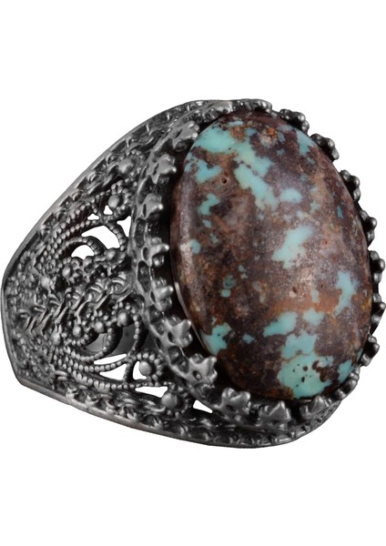 Doğal Arizona Turkuaz Taş Yüzük, 925 Ayar Gümüş Yüzük