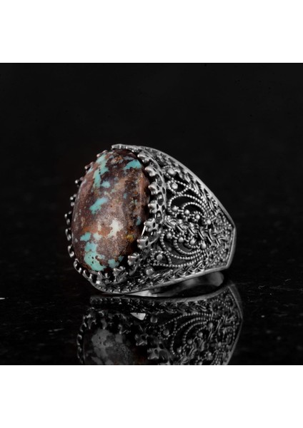 Doğal Arizona Turkuaz Taş Yüzük, 925 Ayar Gümüş Yüzük indirimleri