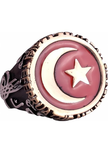 925 Ayar Gümüş Yüzük, Hilal ve Yıldız Yüzüğü, El Yapımı Vatansever Tasarım