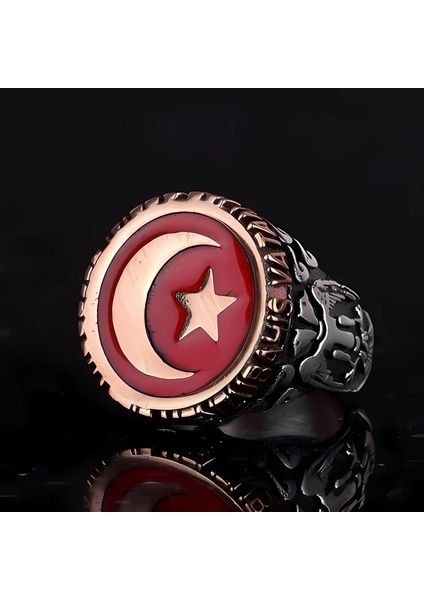 925 Ayar Gümüş Yüzük, Hilal ve Yıldız Yüzüğü, El Yapımı Vatansever Tasarım modelleri