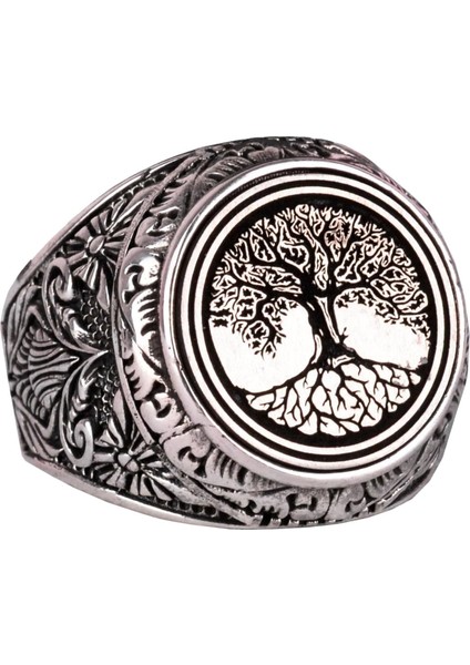 Hayat Ağacı Yüzüğü - 925 Ayar Gümüş Yüzük Erkekler Için