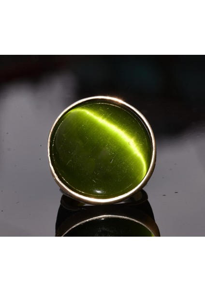 925 Ayar Gümüş Yüzük, Büyük Yuvarlak Jade Göztaşı Taşı ile Gümüş Yüzük modelleri