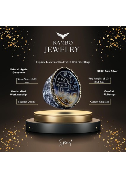 El Yapımı Yemen Agete Taş Yüzük, 925 Ayar Gümüş Erkek Yüzük, Şık Islami Takı fiyatları