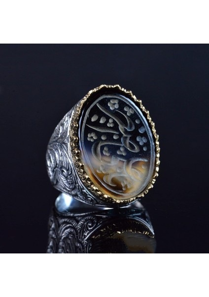 El Yapımı Yemen Agete Taş Yüzük, 925 Ayar Gümüş Erkek Yüzük, Şık Islami Takı fırsatları