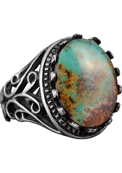 Doğal Arizona Turkuaz Taş Yüzük, 925 Ayar Gümüş Yüzük, Sultan Yüzük