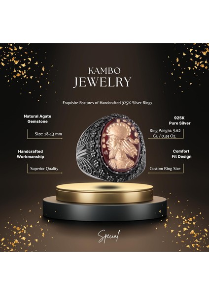 Doğal Agat Taşlı Şaman Yüzüğü - Gümüş Takı - Oymalı Taş Yüzük - 925 Ayar Gümüş Erkek Yüzüğü fiyatları