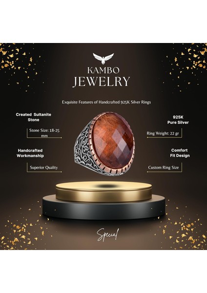 Sultanite Taşlı Yüzük, 925 Ayar Gümüş Erkek Yüzüğü, Büyük Yüzük fiyatları