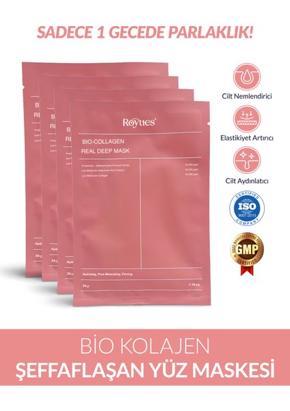 Bio Kolajen Şeffaflaşan Yüz Maskesi Nemlendirici, Canlandırıcı,kore Yüz Maskesi