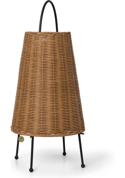 Porti Braided Doğal Rattan Şarjlı Lamba Dimlenebilir LED ve Dokunmatik Kontrol