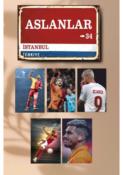 Galatasarayyy Yıldızları" Mdf Tablo Altılı Set 1(20*30 cm ) 5(15 x 20 cm )