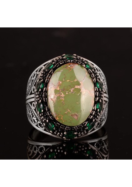 Arizona Turkuaz Taş Yüzük, 9.85 Karat, Sultan Yüzüğü, Vintage Yüzük, 925 Ayar Gümüş Yüzük modelleri