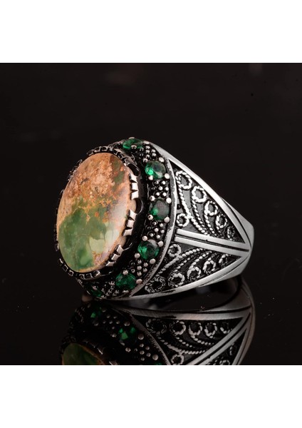 Arizona Turkuaz Taş Yüzük, 9.85 Karat, Sultan Yüzüğü, Vintage Yüzük, 925 Ayar Gümüş Yüzük fırsatları