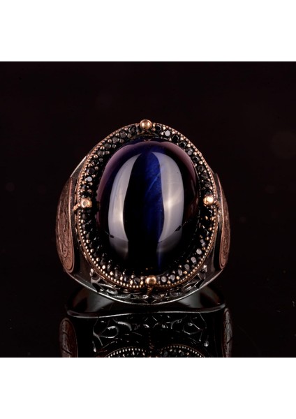 David Yıldızı Yüzüğü, Yapay Taş Yüzük, 925 Ayar Gümüş Süleyman Yüzüğü (Koyu Mavi Kedi Gözü Yapay Taş) fırsatları