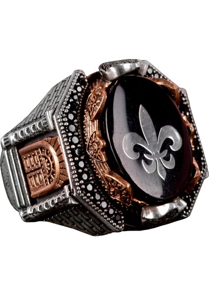 925 Ayar Gümüş Erkek Orta Doğu Fleur-De-Lis Yüzük - Cesur ve Şık Tasarım, Günlük Kullanım ve Özel Günler Için Ideal