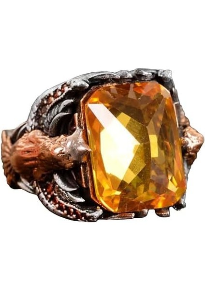 925 Ayar Gümüş Erkek Yüzük - Oluşturulmuş Sitrin Veya Oluşturulmuş Sultanit - Şık Tasarım ve Zamansız Çekicilik