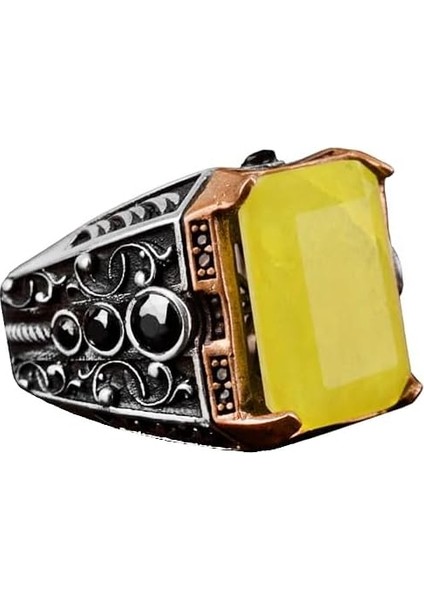 Paraiba Taşı Yüzüğü, 925K Sterlin Gümüş Erkek Yüzüğü