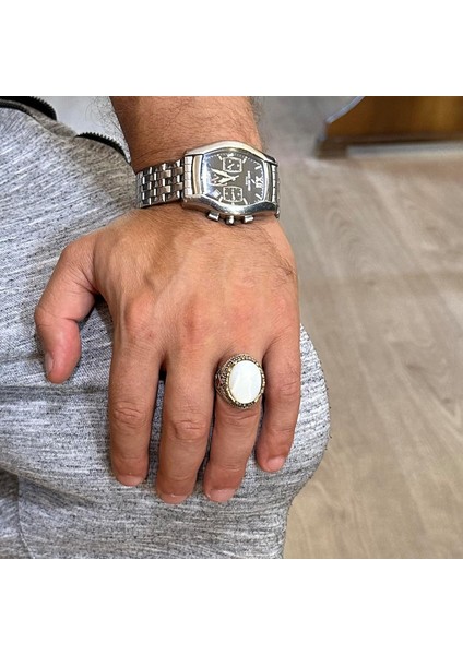 Doğal Taş Yüzük - El Yapımı 925 Ayar Gümüş Yüzük - El Yapımı Yüzük (Inci) modelleri