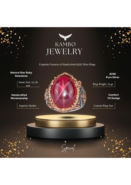 Denizci Çapa Yüzüğü, Doğal Star Ruby Taşı Yüzüğü, 925 Ayar Gümüş Erkek Yüzüğü fiyatları