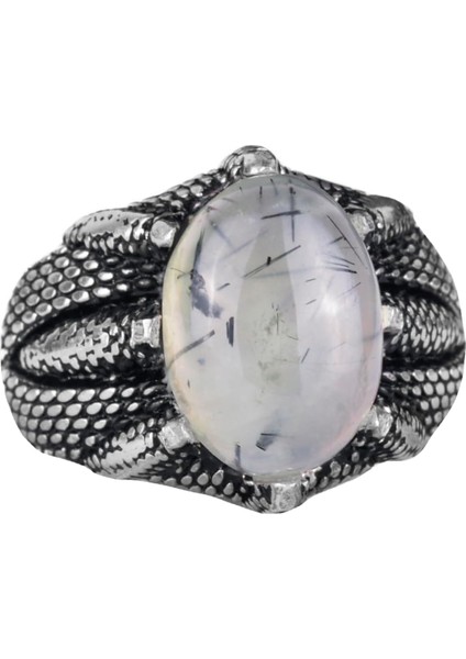 Doğal Prehnit Yeşim Taşı ile Sterlin Gümüş Pençe Yüzük – Terazi Için El Yapımı Yüzük, Barış ve Spiritüel Bağlantı