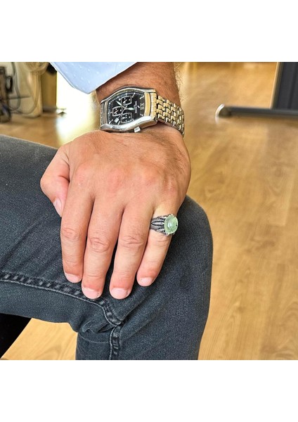 Doğal Prehnit Yeşim Taşı ile Sterlin Gümüş Pençe Yüzük – Terazi Için El Yapımı Yüzük, Barış ve Spiritüel Bağlantı modelleri