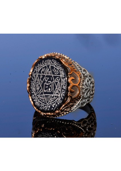 Sterling Gümüş Erkek Yüzük, Doğal Siyah Oniks Taşı, Kral Süleyman Mühürü Yüzüğü, El Yapımı Takı (Oniks) modelleri