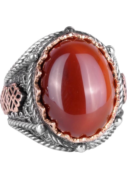 Doğal Taş Gümüş Yüzük, El Yapımı Erkek Takısı, 925 Ayar Gümüş Yüzük