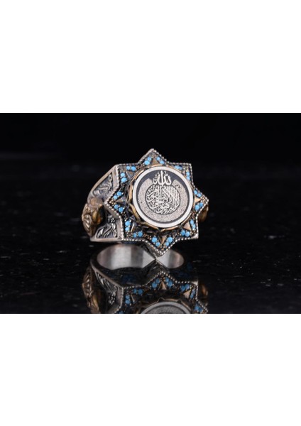 Yıldız Şeklinde Dini Tasarıma Sahip Zirkon Taşlı Gümüş Erkek Yüzük fırsatları