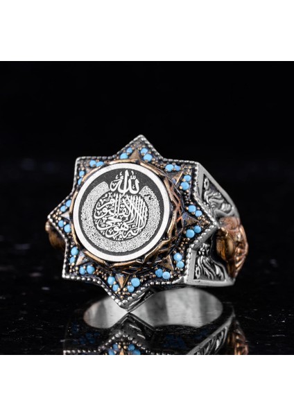 Yıldız Şeklinde Dini Tasarıma Sahip Zirkon Taşlı Gümüş Erkek Yüzük indirimleri