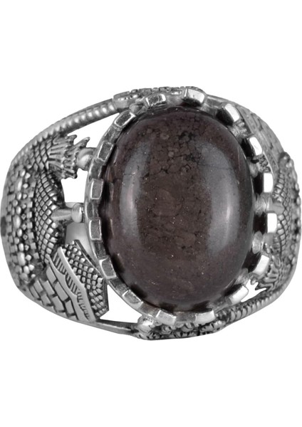 Doğal Piryt Taşlı Yüzük, 925 Ayar Sterling Gümüş Erkek Yüzük, Refah Manifestasyonu Tasarımı