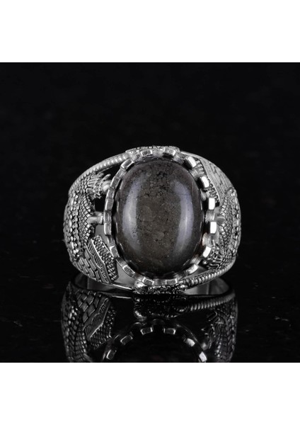 Doğal Piryt Taşlı Yüzük, 925 Ayar Sterling Gümüş Erkek Yüzük, Refah Manifestasyonu Tasarımı modelleri