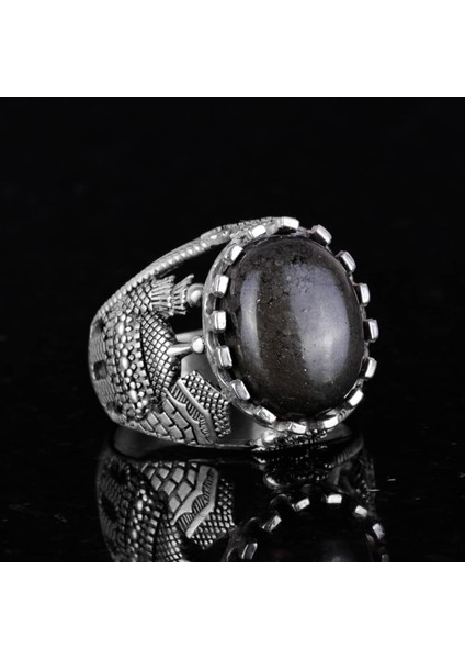Doğal Piryt Taşlı Yüzük, 925 Ayar Sterling Gümüş Erkek Yüzük, Refah Manifestasyonu Tasarımı indirimleri
