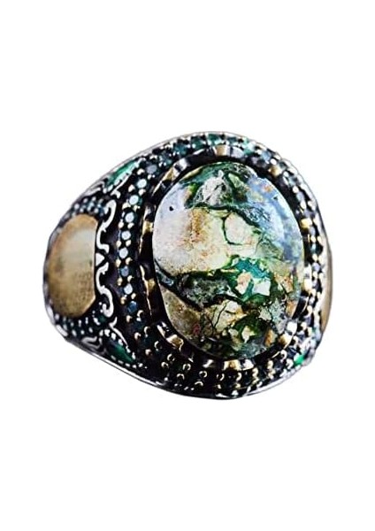 Doğal Arizona Turkuaz Taş Yüzük, Minimalist Yüzük, 925 Ayar Gümüş Erkek Yüzük (Model-9)